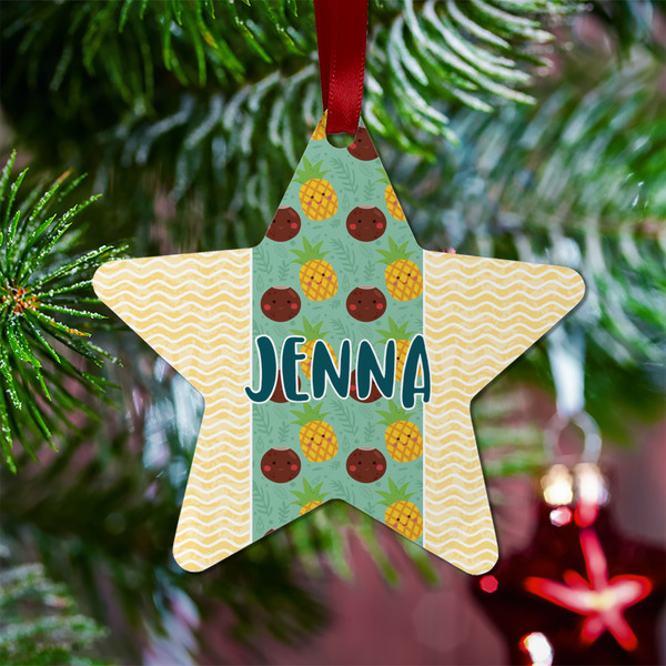 Pineapples and Coconuts Metal Star Ornament - Lifestyle