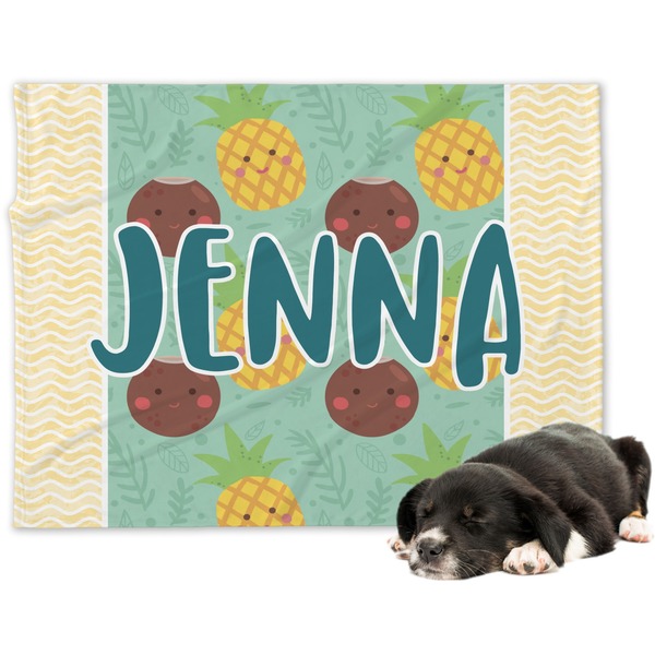 Custom Pineapples and Coconuts Dog Blanket - Large (Personalized)