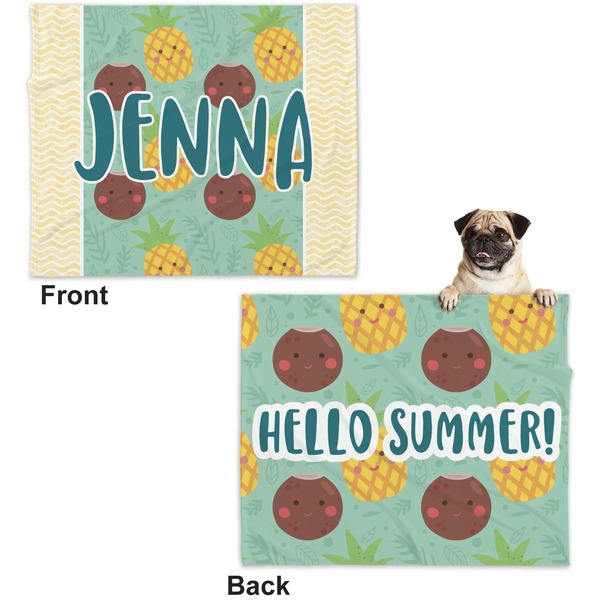 Pineapples and Coconuts Microfleece Dog Blanket - Large- Front & Back