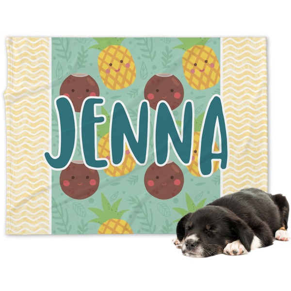 Custom Pineapples and Coconuts Dog Blanket (Personalized)