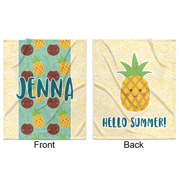 Pineapples and Coconuts Minky Blanket - 50"x60" - Double Sided - Front & Back