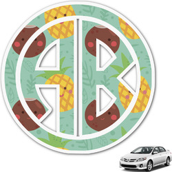 Pineapples and Coconuts Monogram Car Decal (Personalized)
