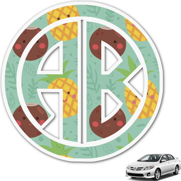 Custom Pineapples and Coconuts Monogram Car Decal (Personalized)