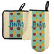 Pineapples and Coconuts Neoprene Oven Mitt and Pot Holder Set - Left