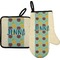 Pineapples and Coconuts Neoprene Oven Mitt and Pot Holder Set