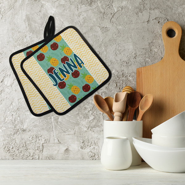 Pineapples and Coconuts Neoprene Pot Holder - Set of 2  LIFESTYLE