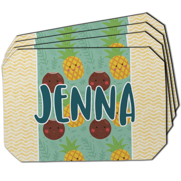 Custom Pineapples and Coconuts Dining Table Mat - Octagon w/ Name or Text