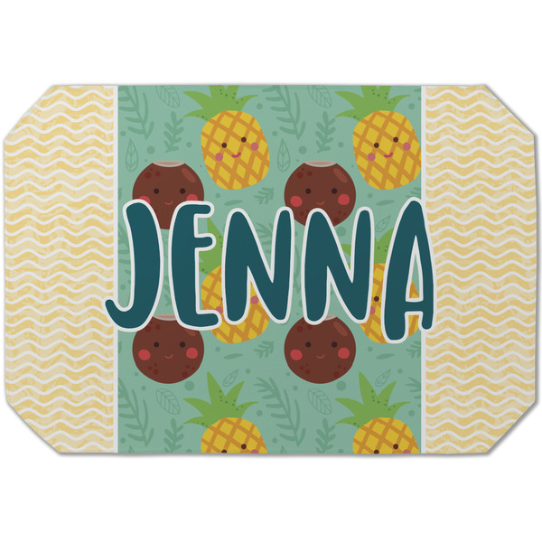 Custom Pineapples and Coconuts Dining Table Mat - Octagon (Single-Sided) w/ Name or Text