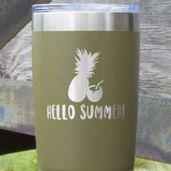Pineapples and Coconuts 20 oz Stainless Steel Tumbler - Olive - Single Sided (Personalized)