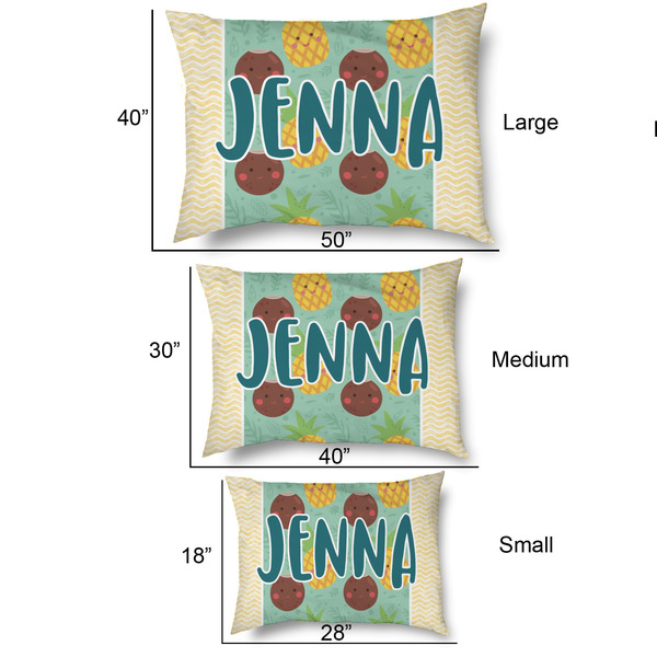 Pineapples and Coconuts Outdoor Dog Beds - SIZE CHART