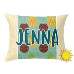 Pineapples and Coconuts Outdoor Throw Pillow (Rectangular) (Personalized)