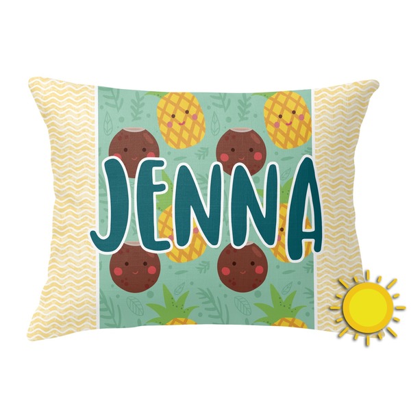 Custom Pineapples and Coconuts Outdoor Throw Pillow (Rectangular) (Personalized)