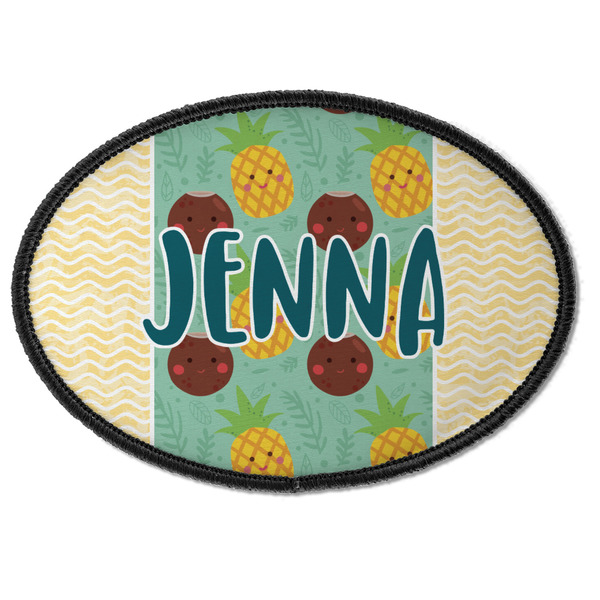 Custom Pineapples and Coconuts Iron On Oval Patch w/ Name or Text