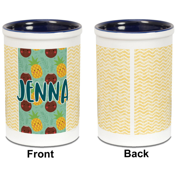 Pineapples and Coconuts Pencil Holder - Blue - approval