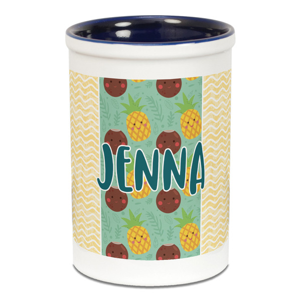Pineapples and Coconuts Pencil Holder - Blue