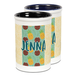 Pineapples and Coconuts Ceramic Pencil Holder - Large