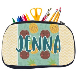 Pineapples and Coconuts Neoprene Pencil Case - Medium w/ Name or Text