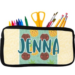 Pineapples and Coconuts Neoprene Pencil Case - Small w/ Name or Text