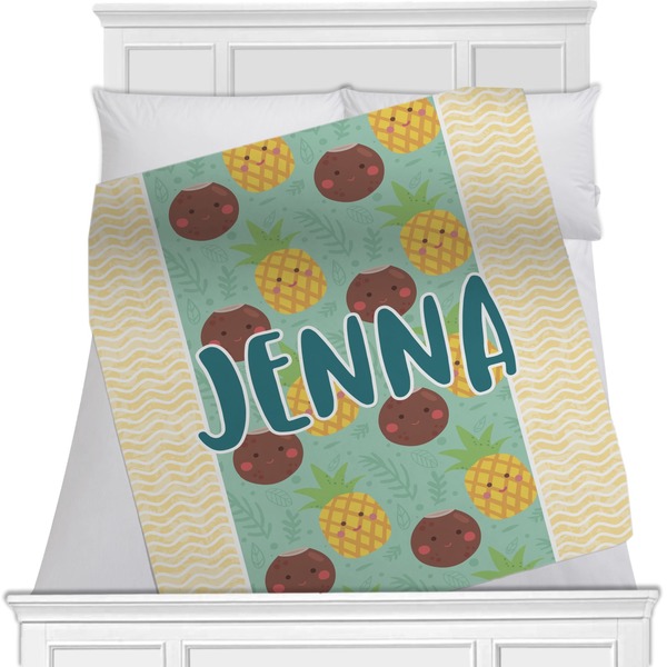 Custom Pineapples and Coconuts Minky Blanket - 40"x30" - Single Sided (Personalized)