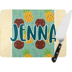 Pineapples and Coconuts Rectangular Glass Cutting Board (Personalized)