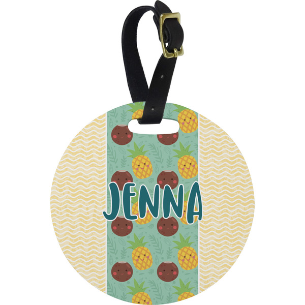 Custom Pineapples and Coconuts Plastic Luggage Tag - Round (Personalized)