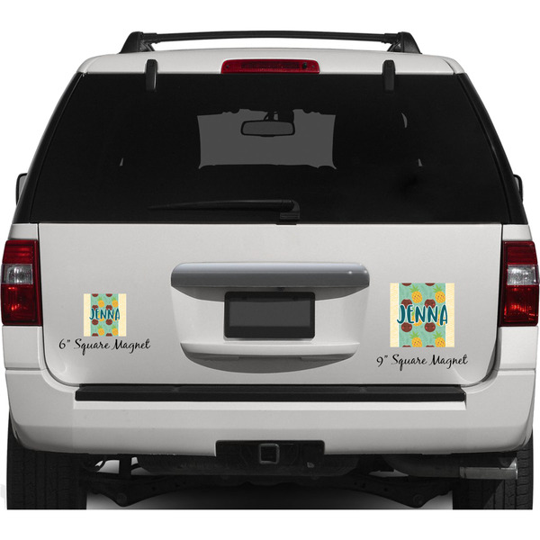 Pineapples and Coconuts Personalized Square Car Magnets on Ford Explorer