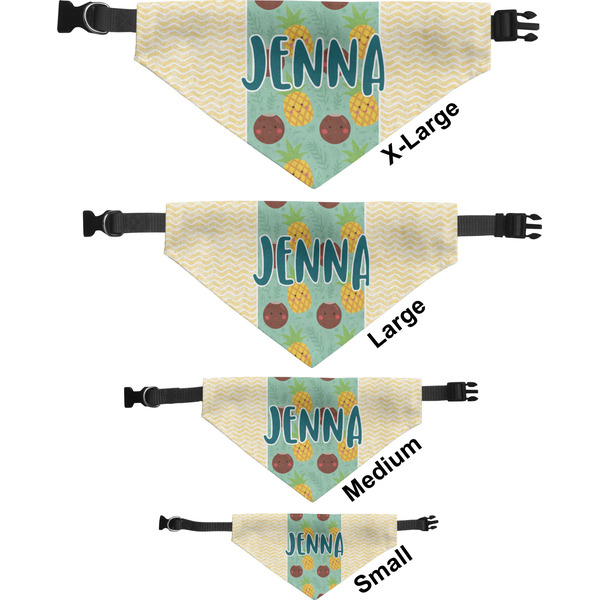 Pineapples and Coconuts Pet Bandana Sizes