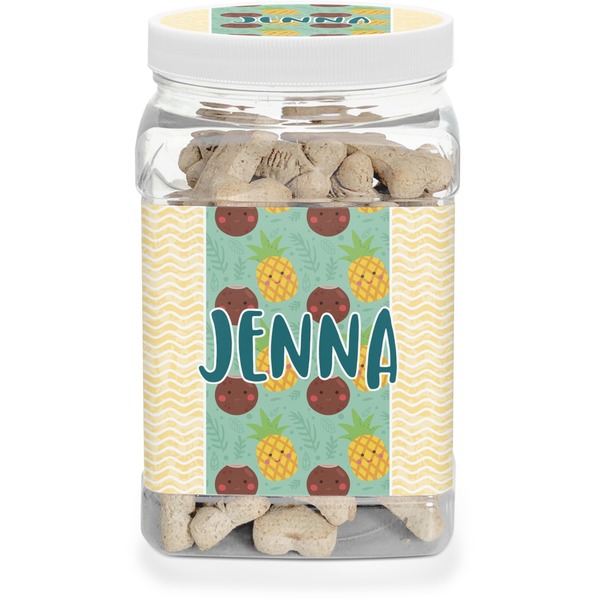 Custom Pineapples and Coconuts Dog Treat Jar (Personalized)