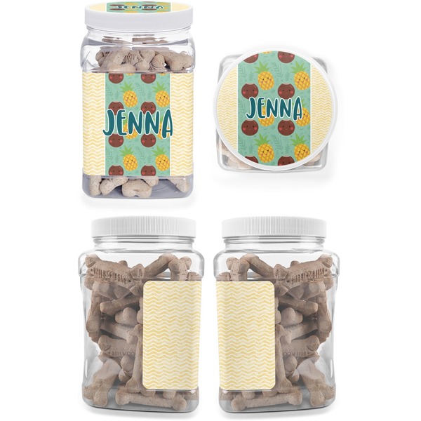 Pineapples and Coconuts Pet Treat Jar - Multiple Angles