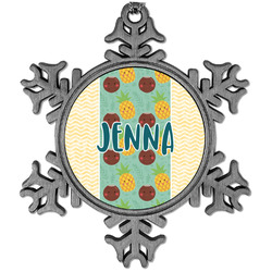 Pineapples and Coconuts Vintage Snowflake Ornament (Personalized)