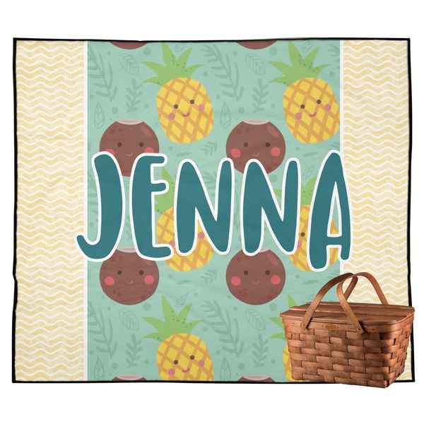 Custom Pineapples and Coconuts Outdoor Picnic Blanket (Personalized)