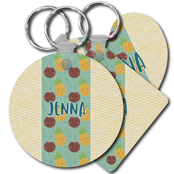 Custom Pineapples and Coconuts Plastic Keychain (Personalized)