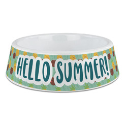 Pineapples and Coconuts Plastic Dog Bowl - Large (Personalized)