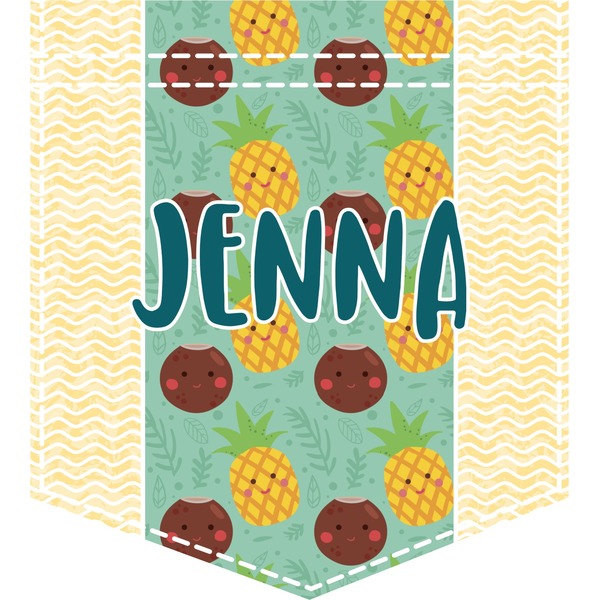Custom Pineapples and Coconuts Iron On Faux Pocket (Personalized)