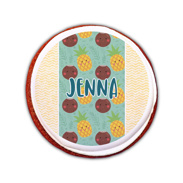 Pineapples and Coconuts Printed Icing Circle - Small - On Cookie