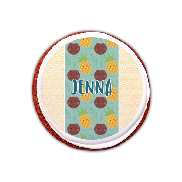 Pineapples and Coconuts Printed Icing Circle - XSmall - On Cookie
