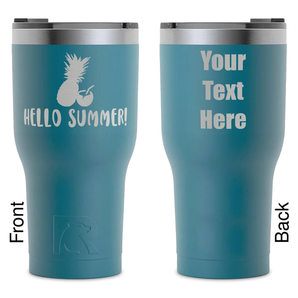 Custom Pineapples and Coconuts RTIC Tumbler - Dark Teal - Laser Engraved - Double-Sided (Personalized)