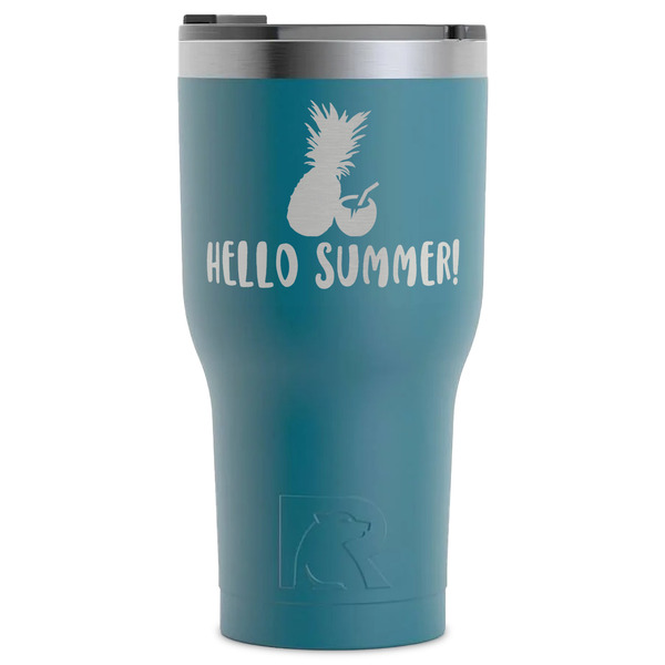 Custom Pineapples and Coconuts RTIC Tumbler - Dark Teal - Laser Engraved - Single-Sided (Personalized)