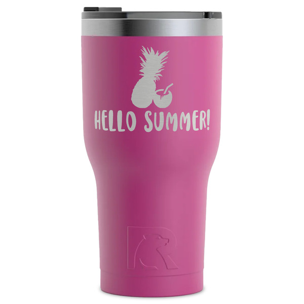Custom Pineapples and Coconuts RTIC Tumbler - Magenta - Laser Engraved - Single-Sided (Personalized)