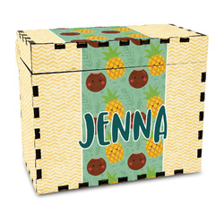 Pineapples and Coconuts Wood Recipe Box - Full Color Print (Personalized)
