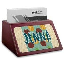 Pineapples and Coconuts Red Mahogany Business Card Holder (Personalized)