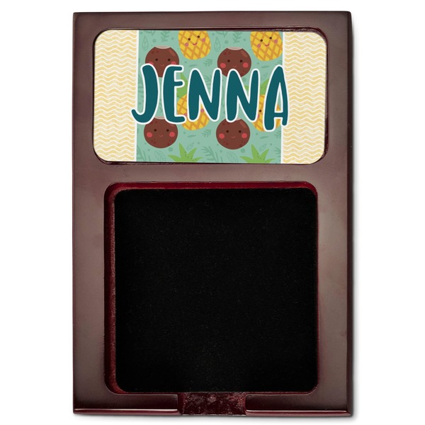 Pineapples and Coconuts Red Mahogany Sticky Note Holder - Flat
