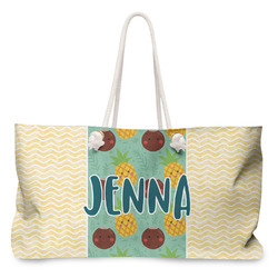 Pineapples and Coconuts Large Tote Bag with Rope Handles (Personalized)