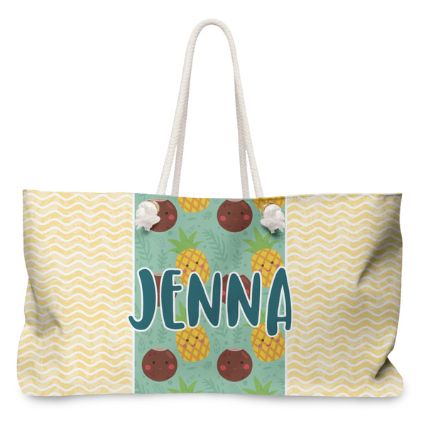 Custom Pineapples and Coconuts Large Tote Bag with Rope Handles (Personalized)