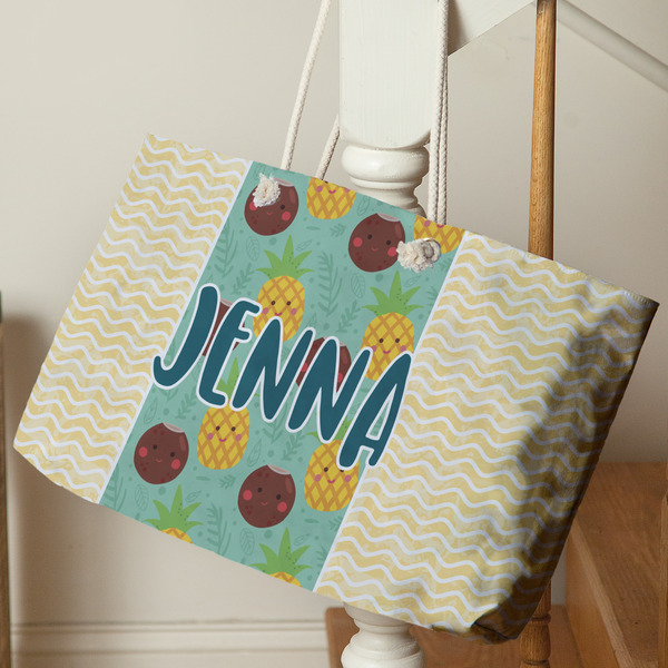 Pineapples and Coconuts Large Rope Tote - Life Style