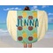 Pineapples and Coconuts Round Beach Towel - In Use