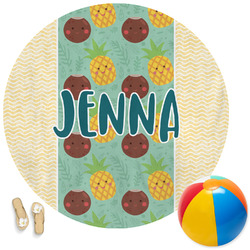 Pineapples and Coconuts Round Beach Towel (Personalized)