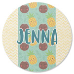 Pineapples and Coconuts Round Rubber Backed Coaster (Personalized)
