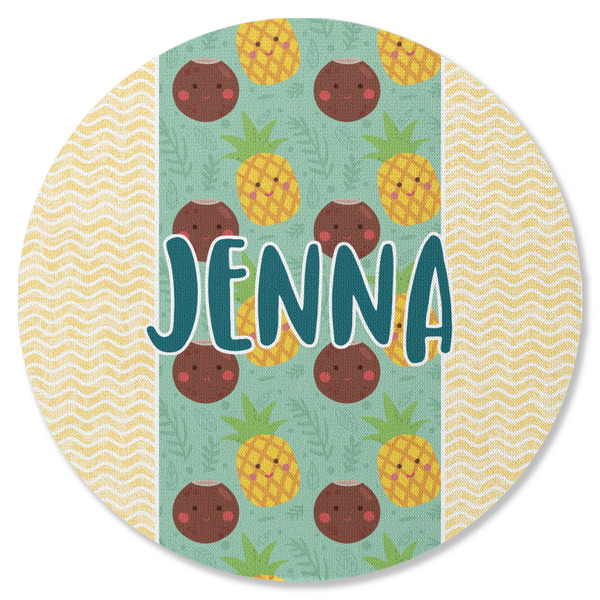 Pineapples and Coconuts Round Coaster Rubber Back - Single