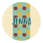 Pineapples and Coconuts Round Decal - Small (Personalized)